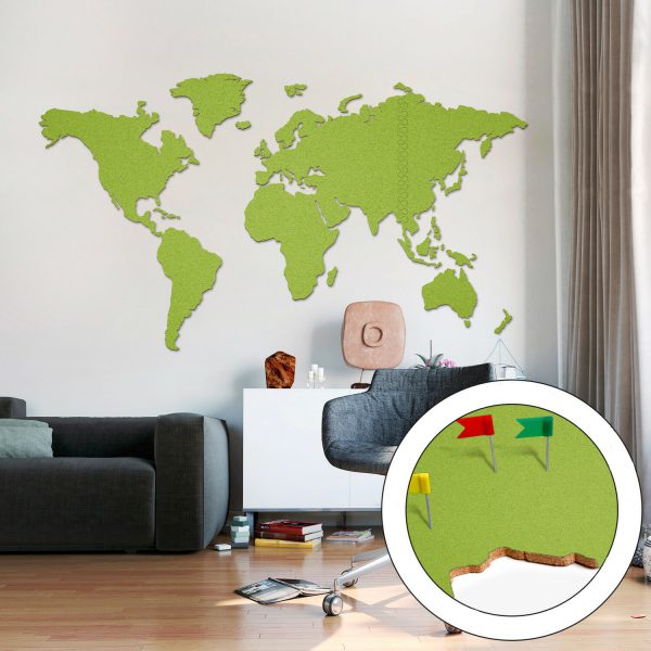 Kurkbord Wereldkaart Groot Groen